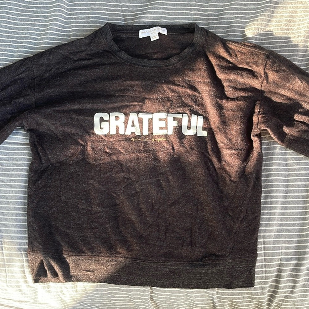 Spiritual Gangster M long sleeve top spellout Grateful gray